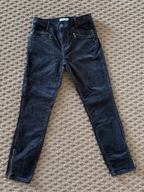 LOFT Black Skinny Velvet Pant with Zip Accents